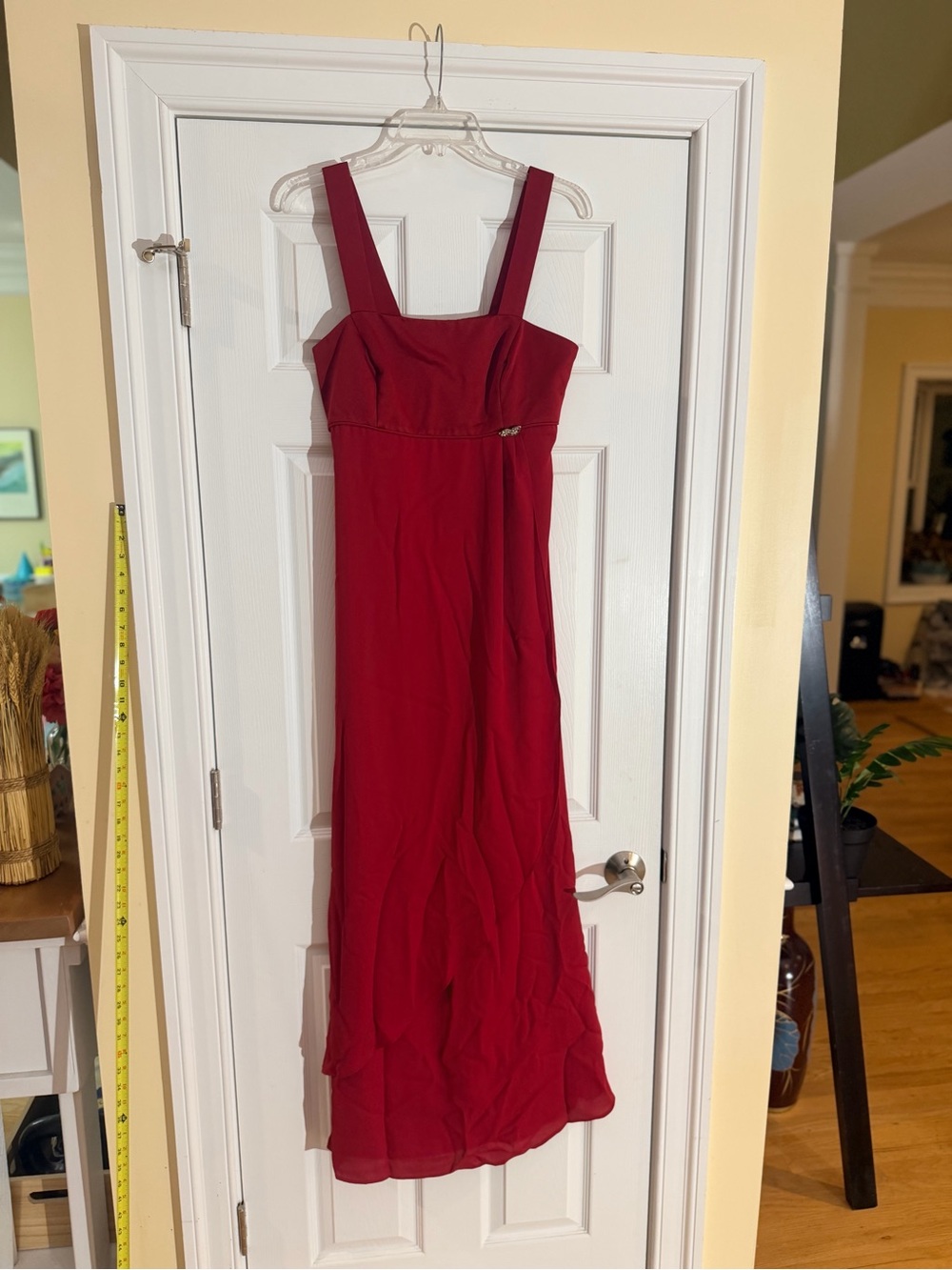 Ladies Size 10 "Alfred Angelo" Crimson Maxi Dress with Wide Straps GUC